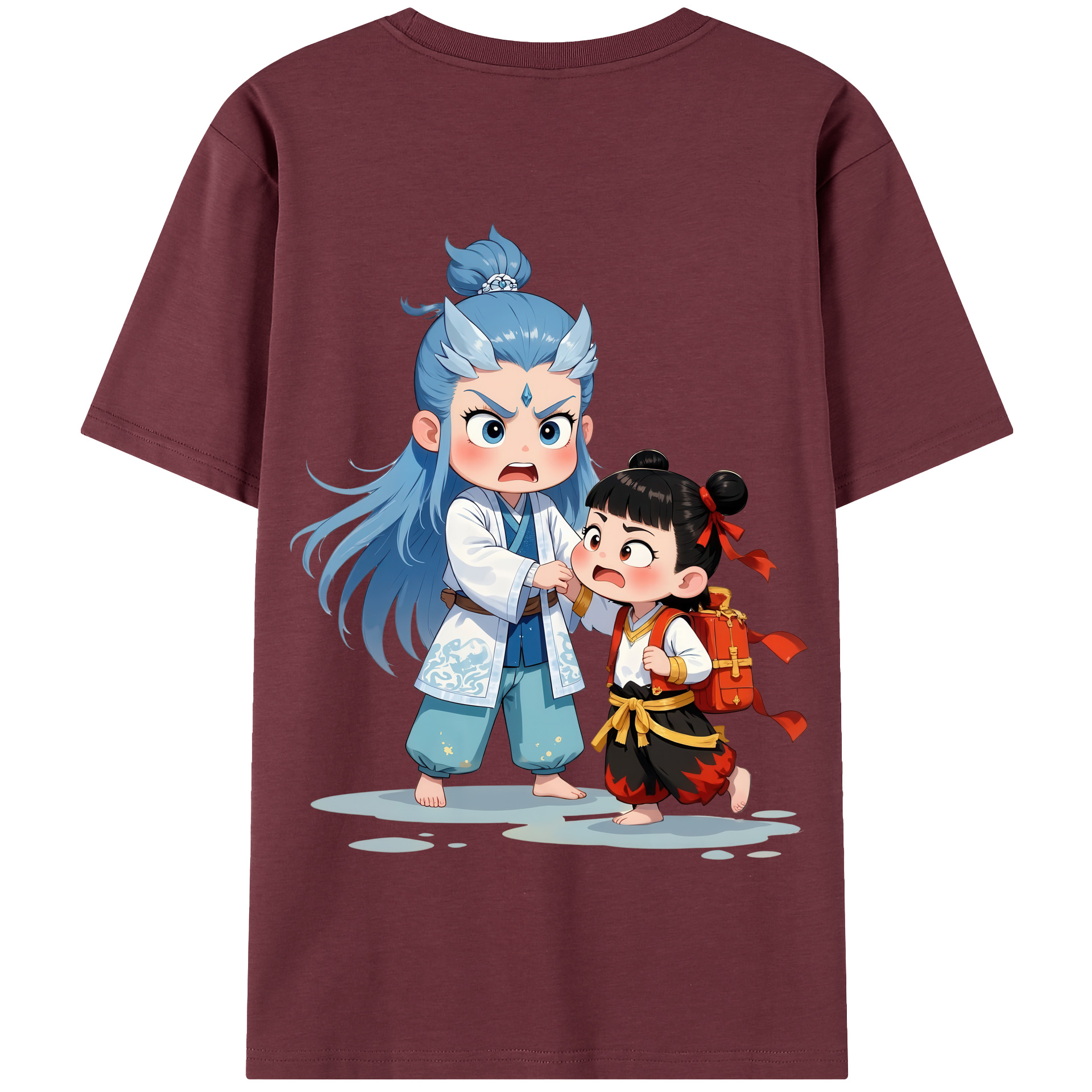 （画像用） Ne Zha 2 ナタ 魔童の大暴れ 綿100％半袖Tシャツ（背面プリント）